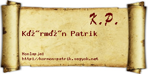 Körmön Patrik névjegykártya
